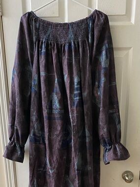 Smocked Flannel Nightgown - Sailboats - Tall